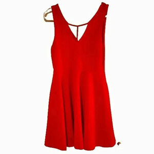 MINKPINK Poppy Red Fit & Flare Dress • Strappy Back • Size Small